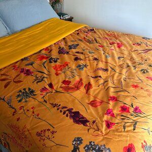 Anthropologie Yellow Layne Velvet Quilt (Queen)